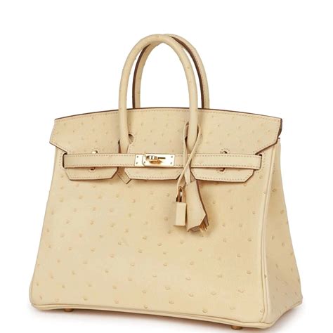 hermes birkin 25 vanille ostrich boreal gold hardware|birkin 25 for sale.